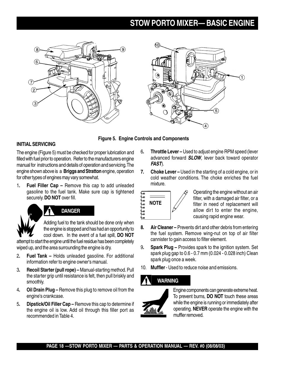 Stow porto mixer— basic engine | Multiquip SMC3PB User Manual | Page 18 / 42