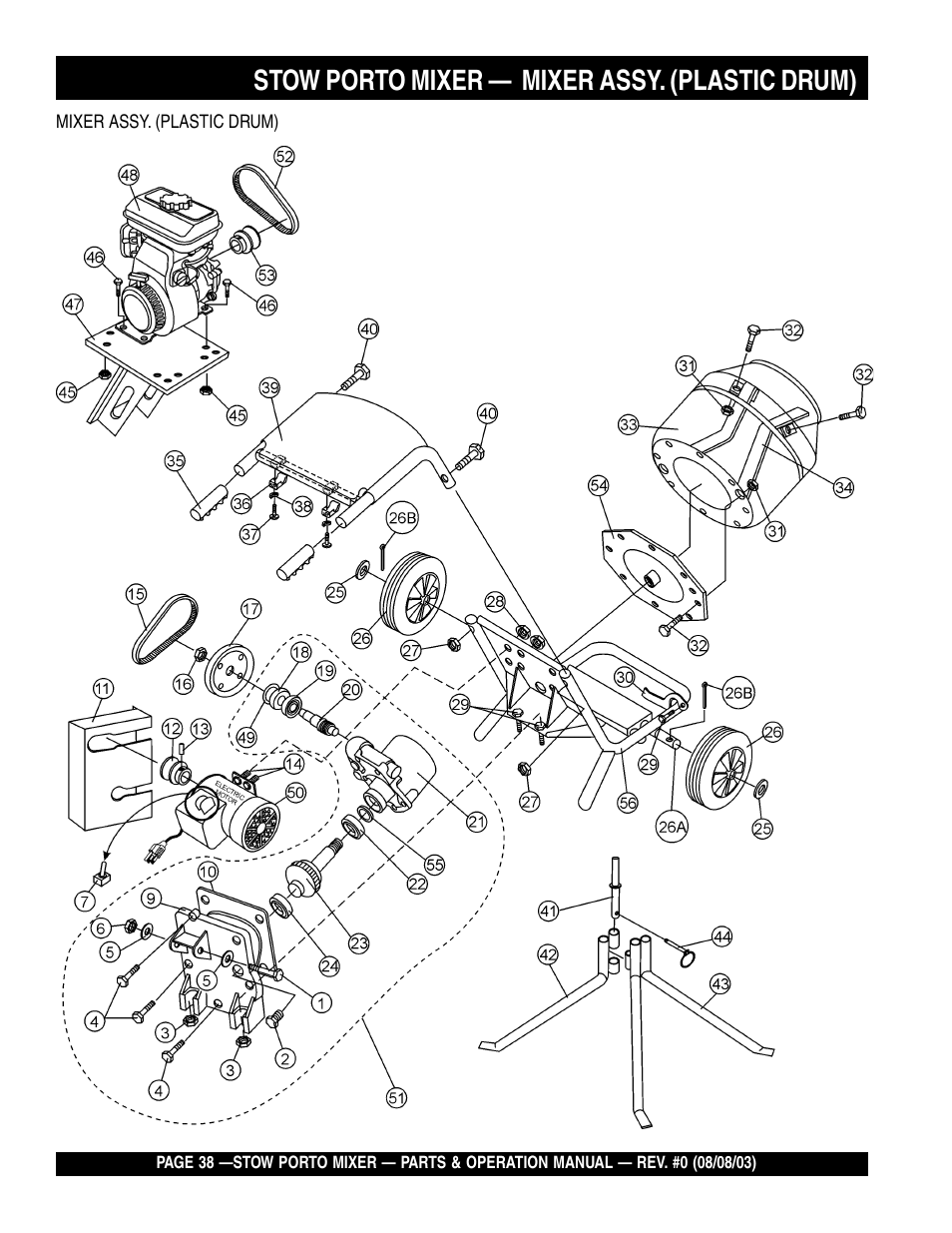 Stow porto mixer — mixer assy. (plastic drum) | Multiquip SMC3PB User Manual | Page 38 / 42