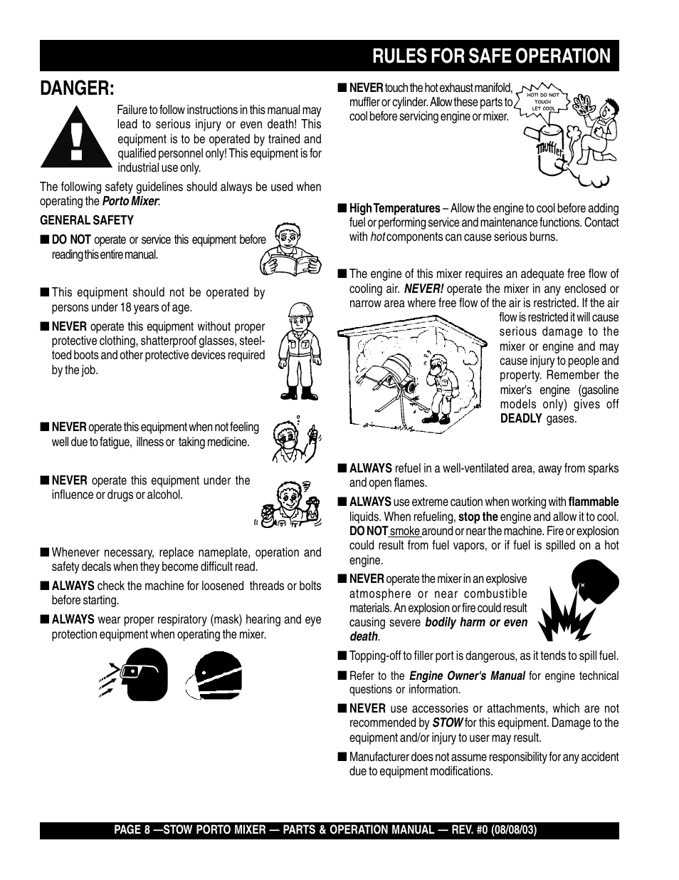 Rules for safe operation, Danger | Multiquip SMC3PB User Manual | Page 8 / 42