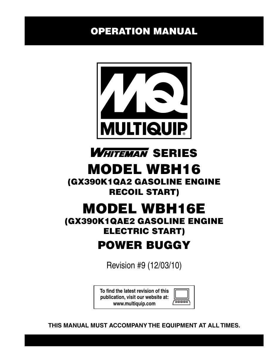 Multiquip WBH16_16E User Manual | 30 pages