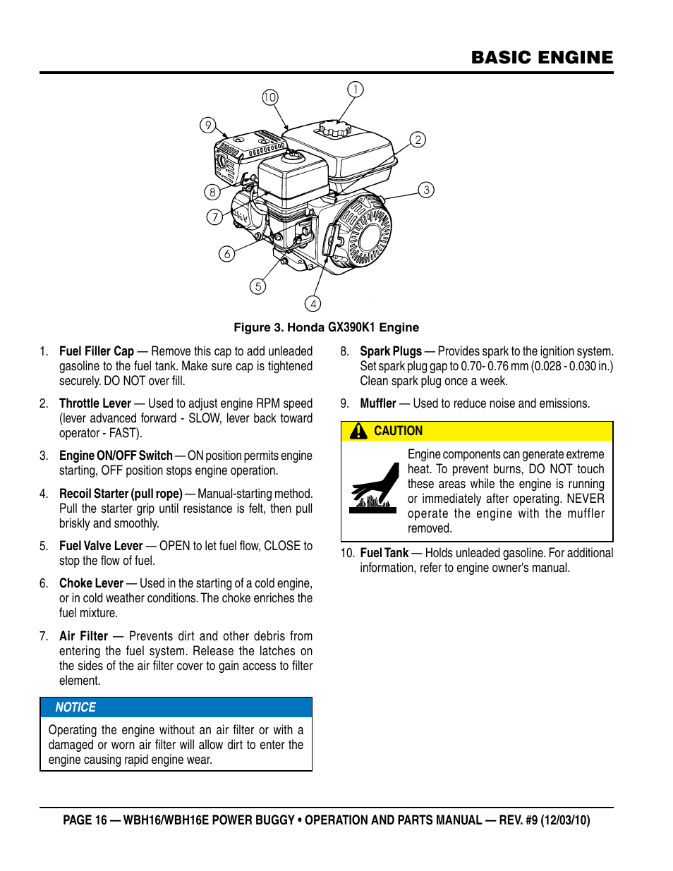 Basic engine | Multiquip WBH16_16E User Manual | Page 16 / 30
