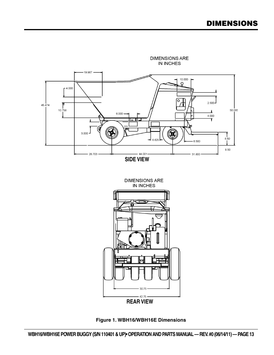 Dimensions | Multiquip WBH16_16E User Manual | Page 13 / 64