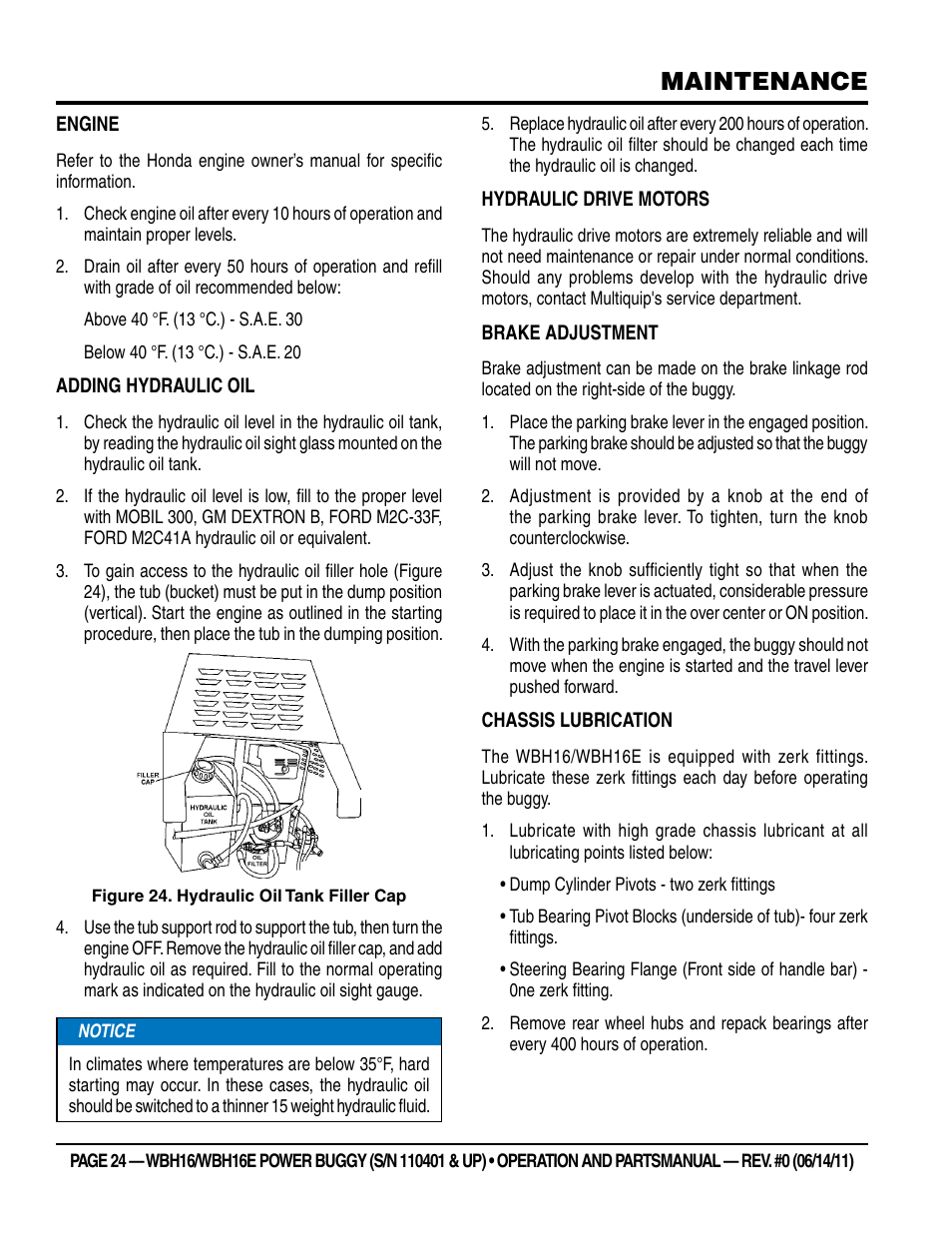 Maintenance | Multiquip WBH16_16E User Manual | Page 24 / 64