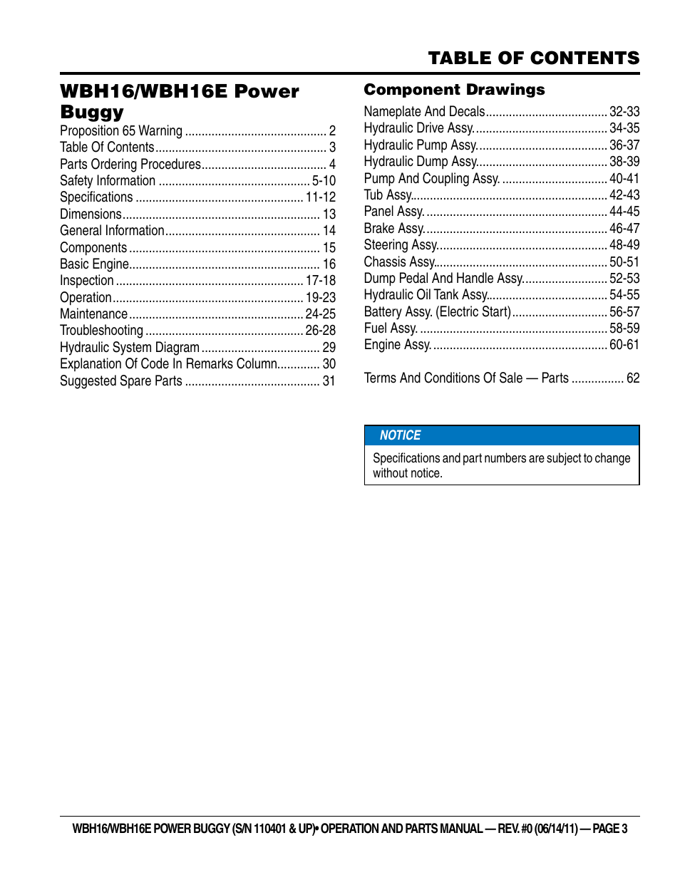 Multiquip WBH16_16E User Manual | Page 3 / 64