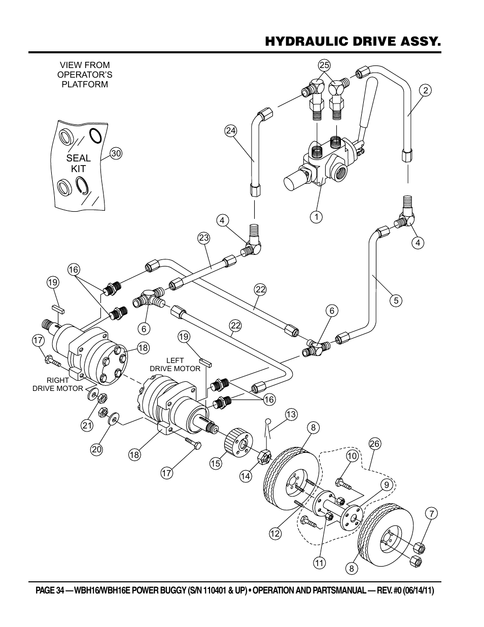 Hydraulic drive assy | Multiquip WBH16_16E User Manual | Page 34 / 64