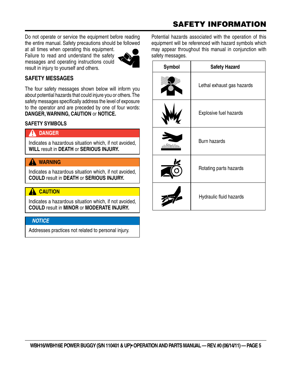 Safety information | Multiquip WBH16_16E User Manual | Page 5 / 64