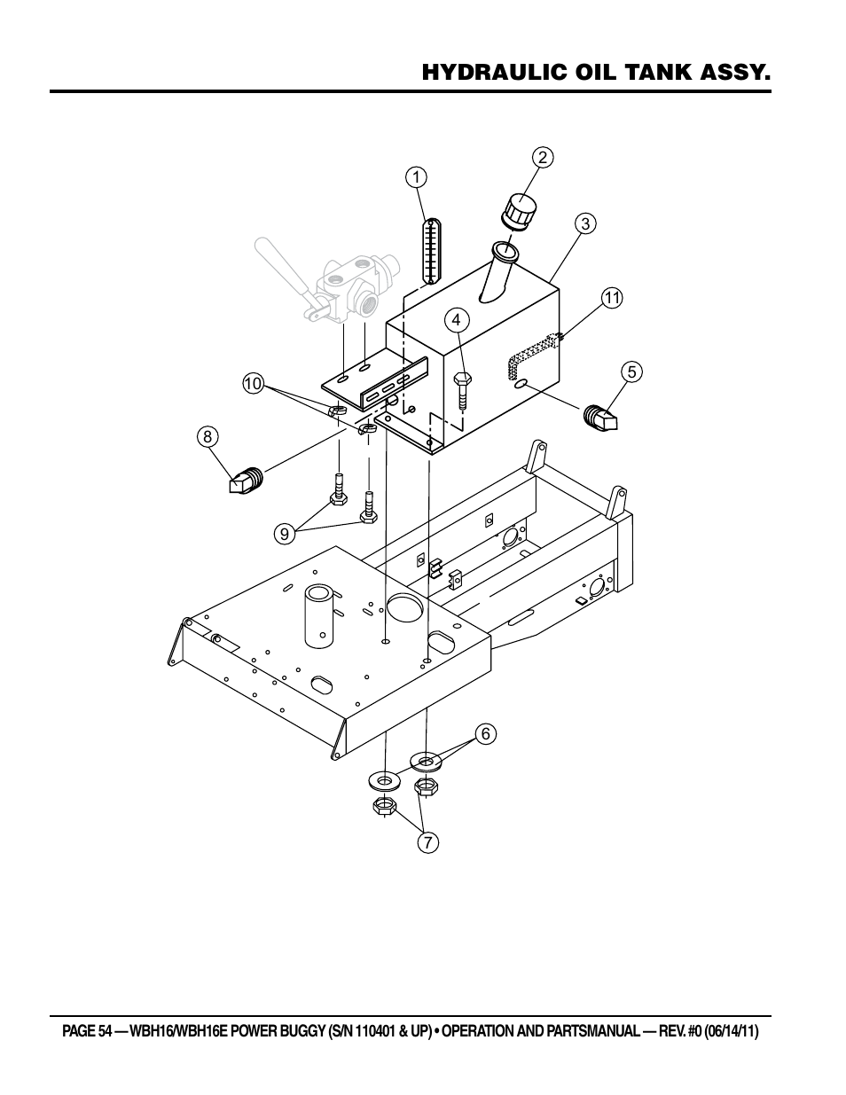 Hydraulic oil tank assy | Multiquip WBH16_16E User Manual | Page 54 / 64