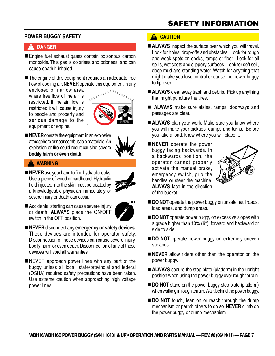 Safety information | Multiquip WBH16_16E User Manual | Page 7 / 64
