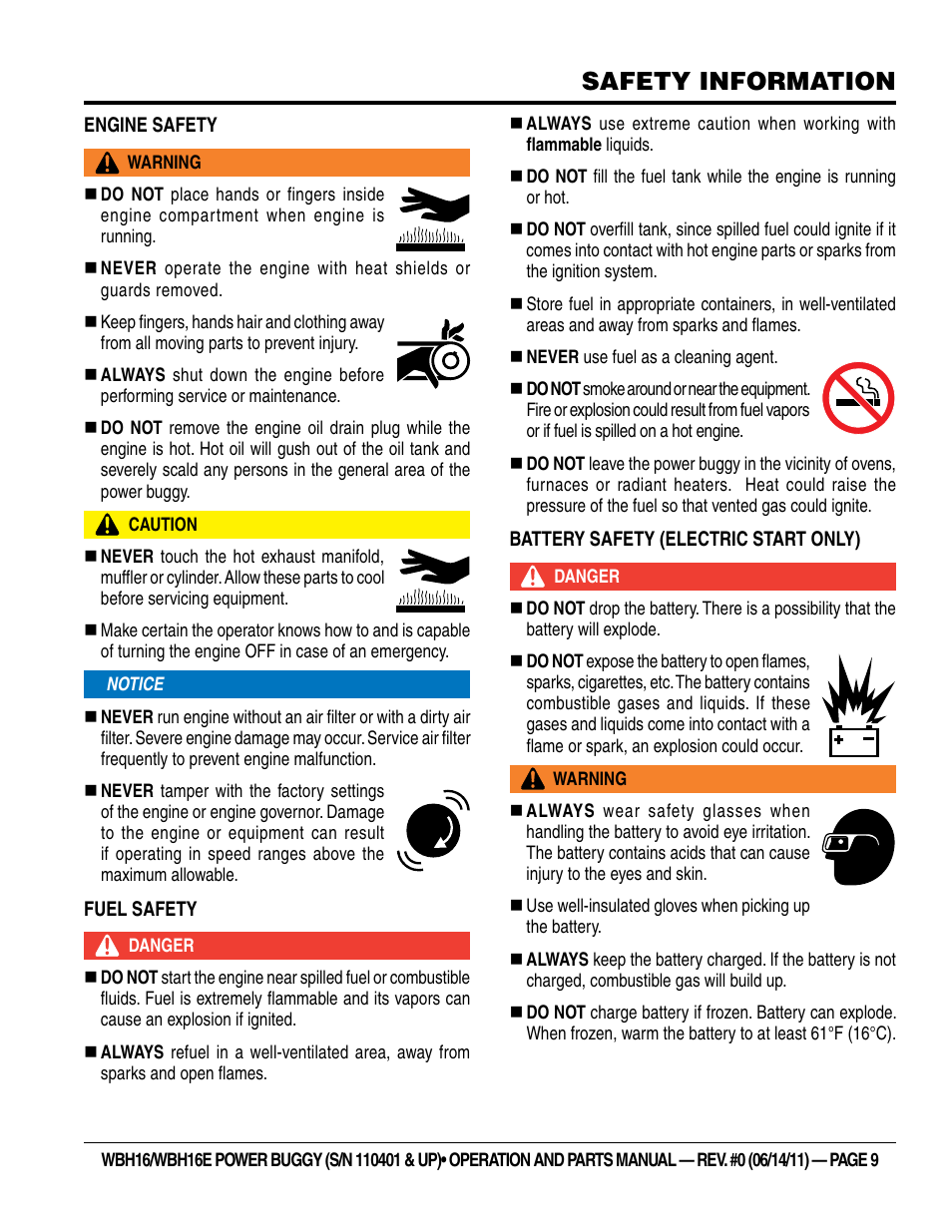 Safety information | Multiquip WBH16_16E User Manual | Page 9 / 64