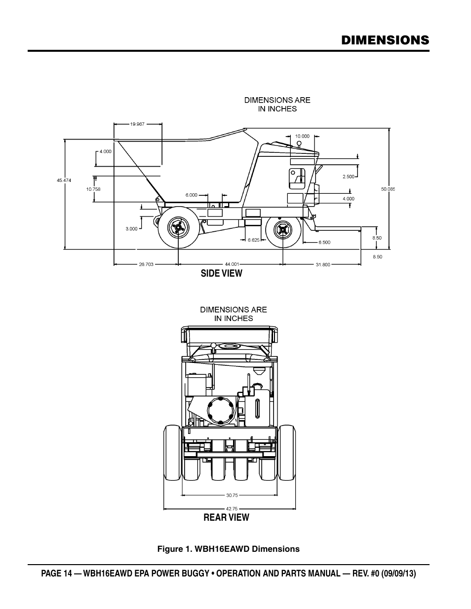 Dimensions | Multiquip WBH16EAWD User Manual | Page 14 / 66