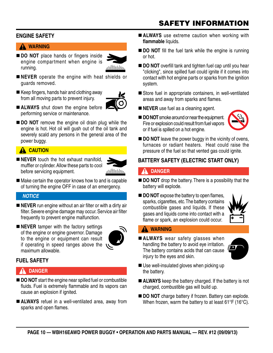 Safety information | Multiquip WBH16EAWD User Manual | Page 10 / 68