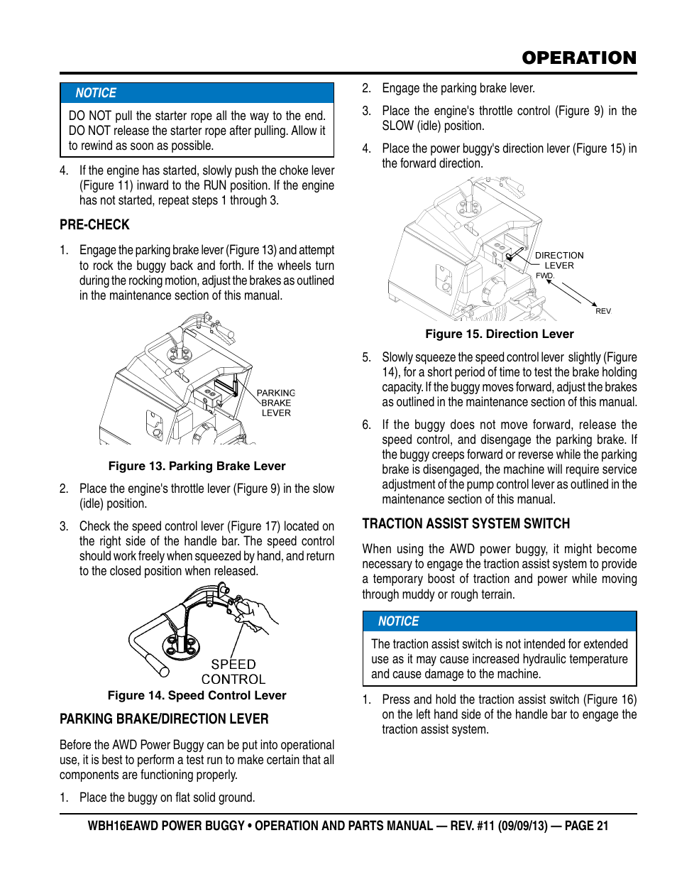 Operation | Multiquip WBH16EAWD User Manual | Page 21 / 68