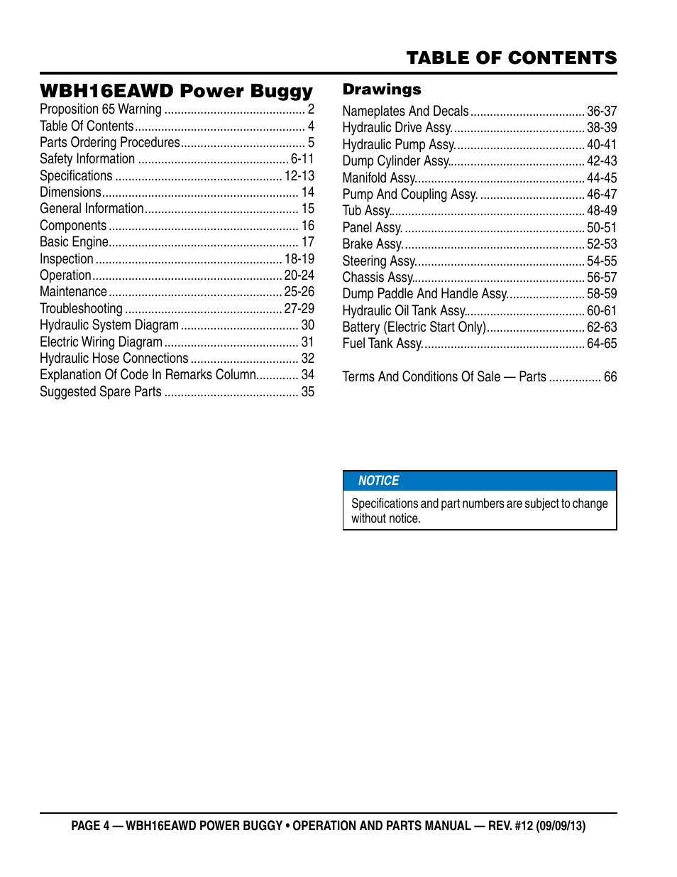 Multiquip WBH16EAWD User Manual | Page 4 / 68