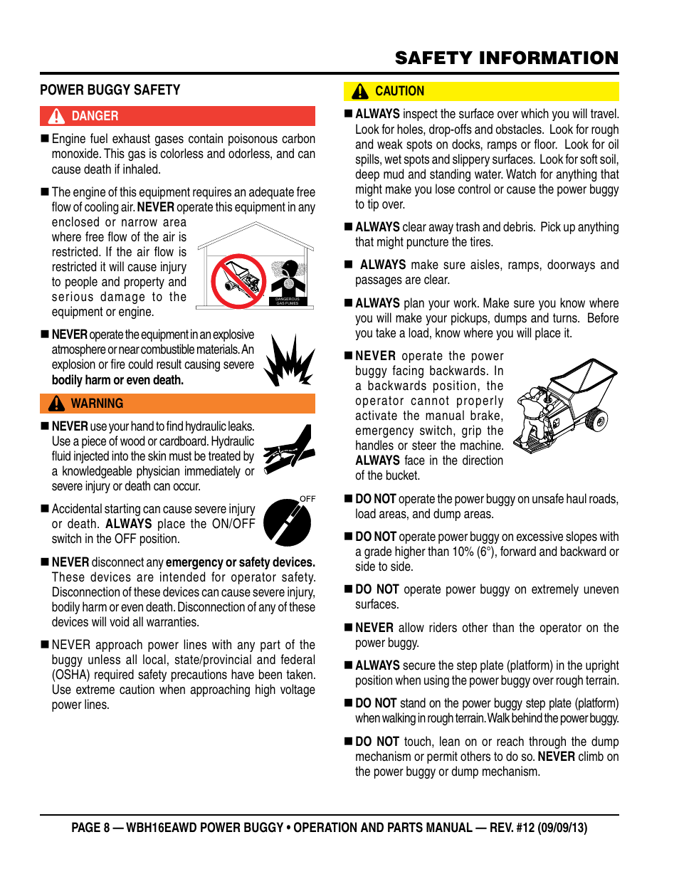 Safety information | Multiquip WBH16EAWD User Manual | Page 8 / 68