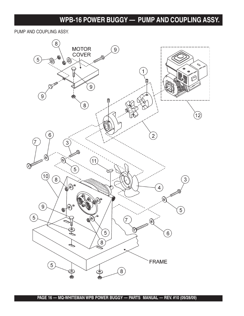 Wpb-16 power buggy — pump and coupling assy | Multiquip WPB16_16E User Manual | Page 16 / 74
