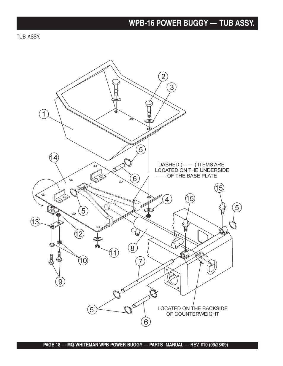 Wpb-16 power buggy — tub assy | Multiquip WPB16_16E User Manual | Page 18 / 74
