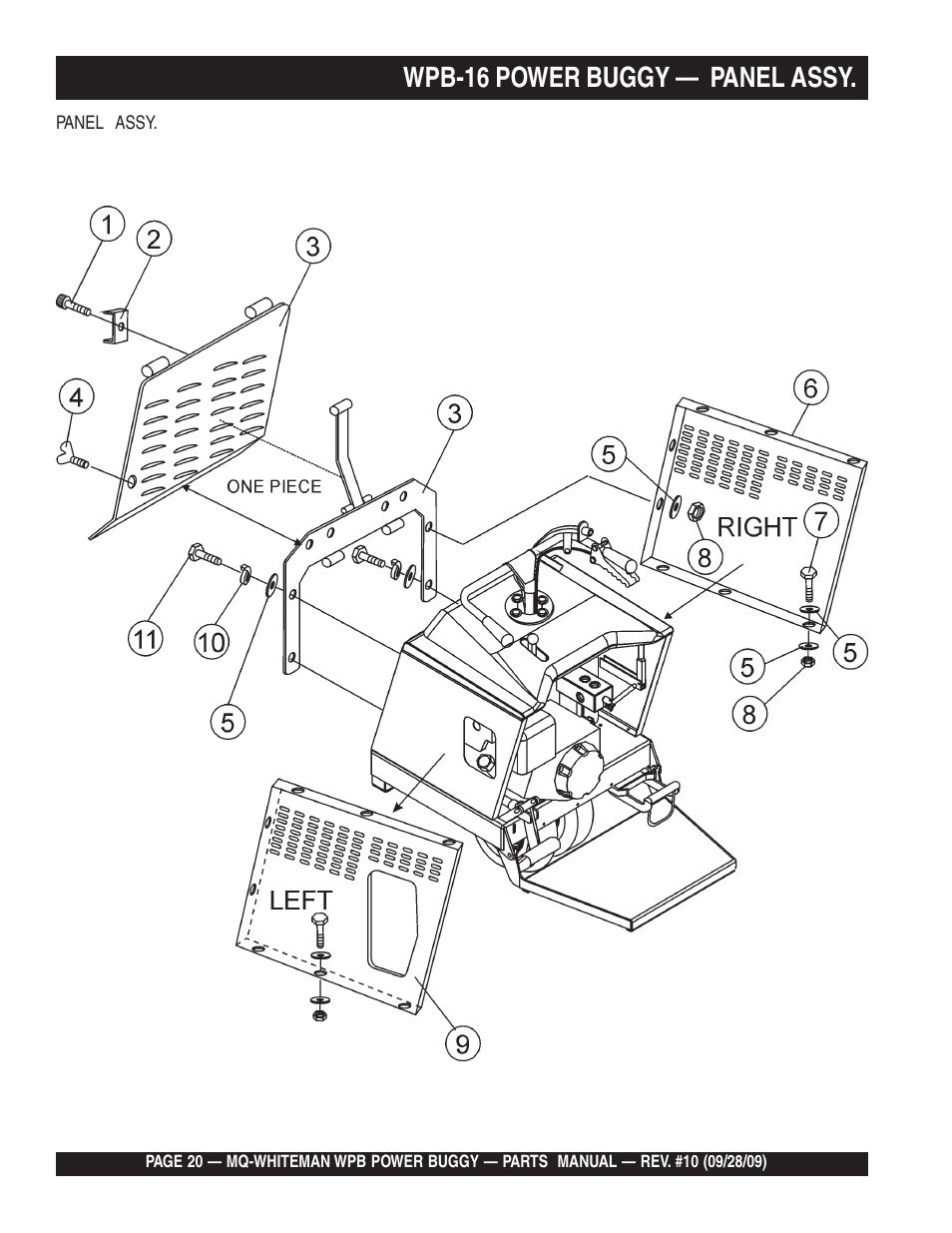 Wpb-16 power buggy — panel assy | Multiquip WPB16_16E User Manual | Page 20 / 74