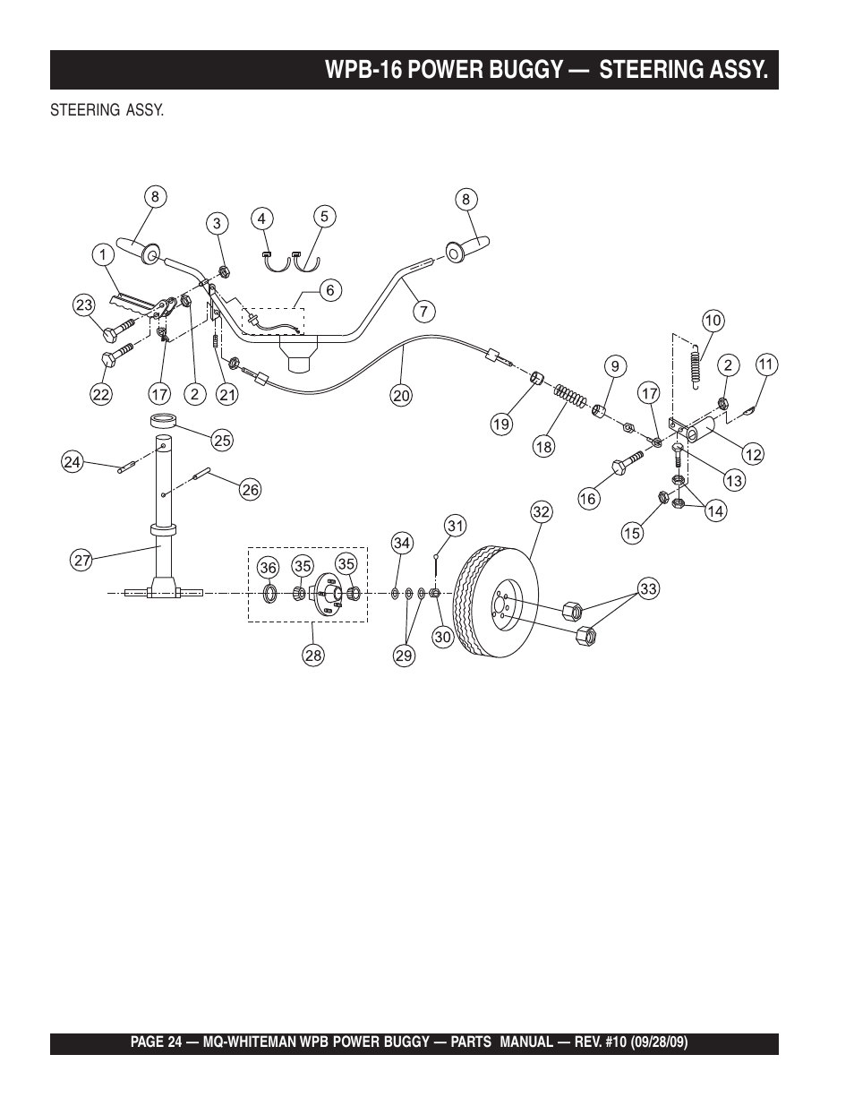 Wpb-16 power buggy — steering assy | Multiquip WPB16_16E User Manual | Page 24 / 74