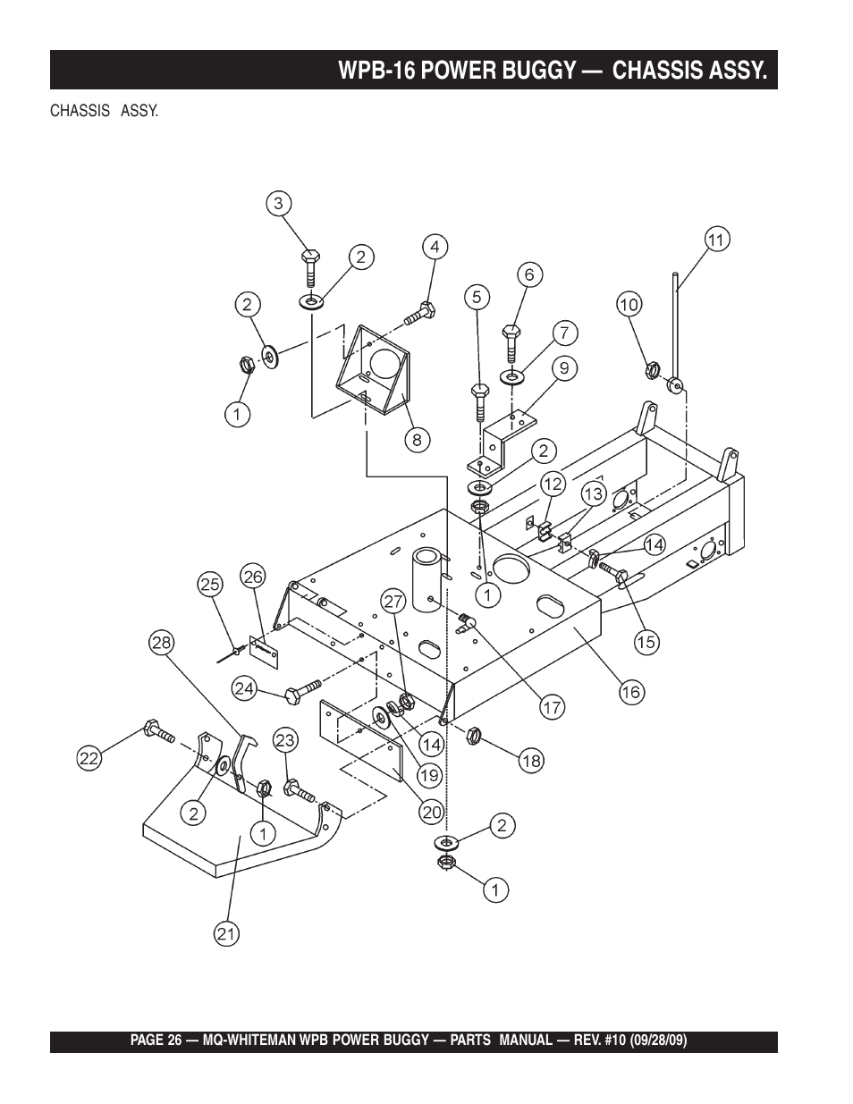 Wpb-16 power buggy — chassis assy | Multiquip WPB16_16E User Manual | Page 26 / 74
