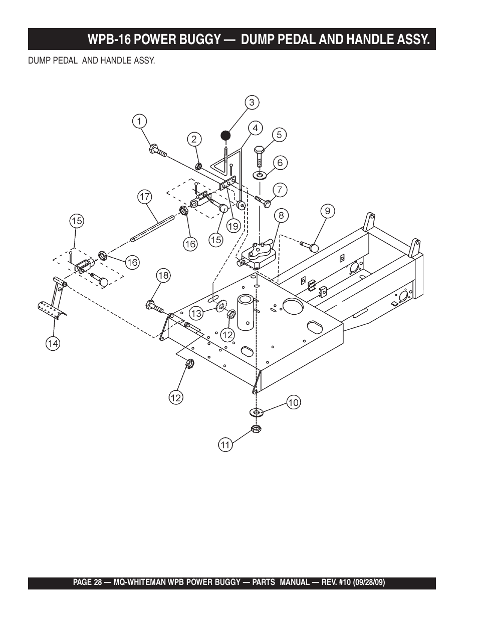 Wpb-16 power buggy — dump pedal and handle assy | Multiquip WPB16_16E User Manual | Page 28 / 74