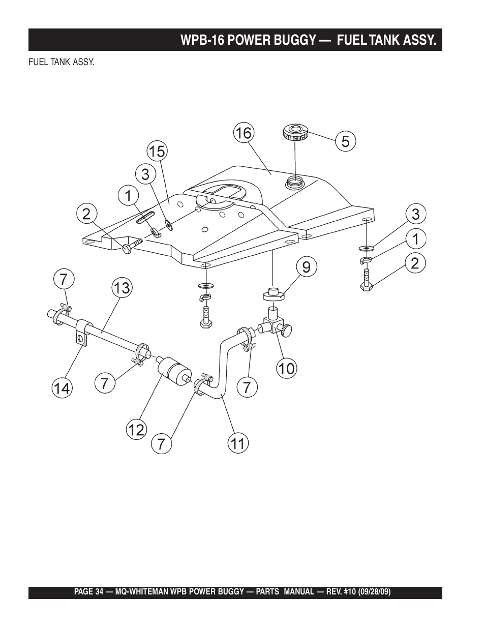 Wpb-16 power buggy — fuel tank assy | Multiquip WPB16_16E User Manual | Page 34 / 74