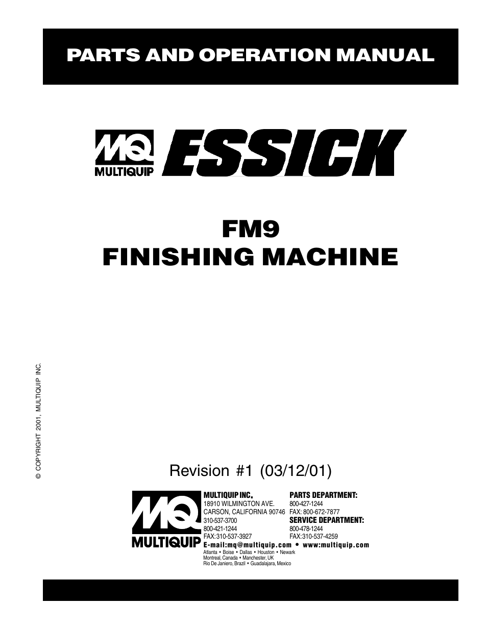 Multiquip FM9 User Manual | 30 pages