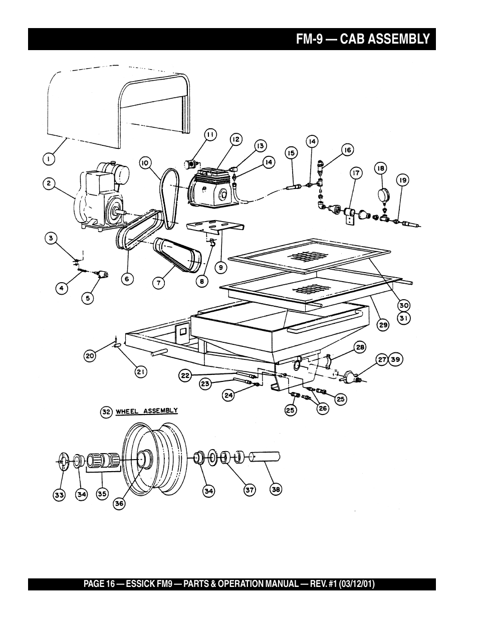 Fm-9 — cab assembly | Multiquip FM9 User Manual | Page 16 / 30