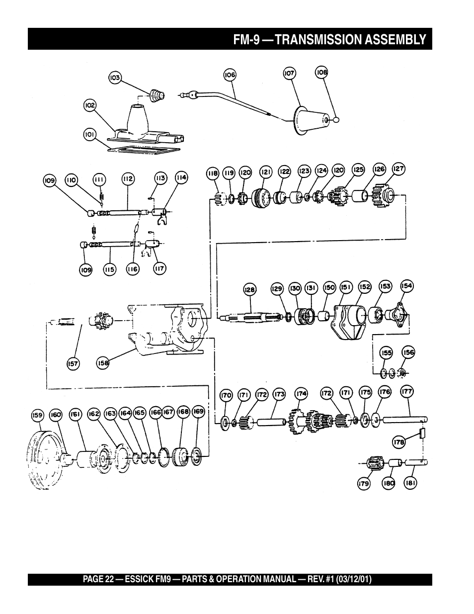 Fm-9 — transmission assembly | Multiquip FM9 User Manual | Page 22 / 30