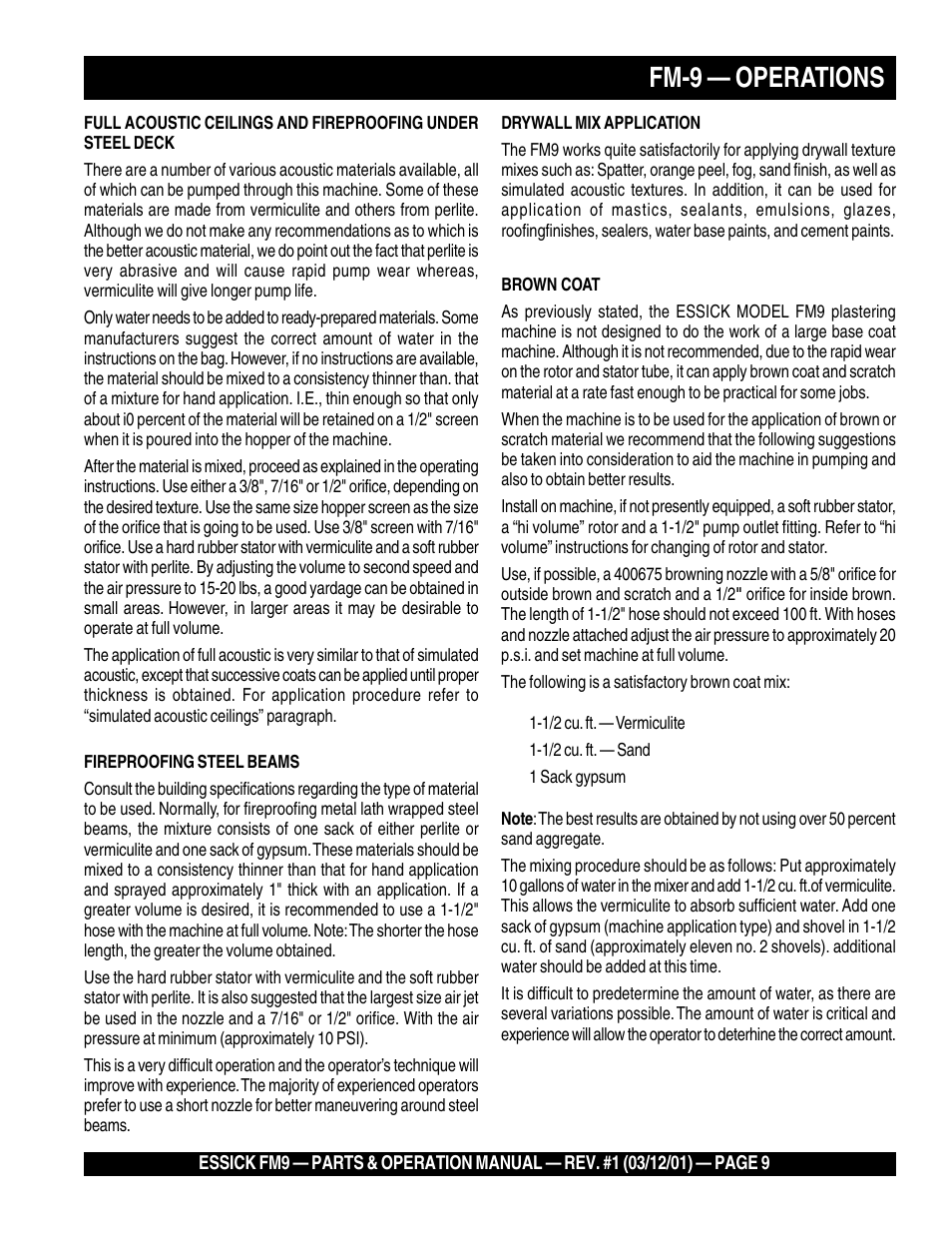 Fm-9 — operations | Multiquip FM9 User Manual | Page 9 / 30
