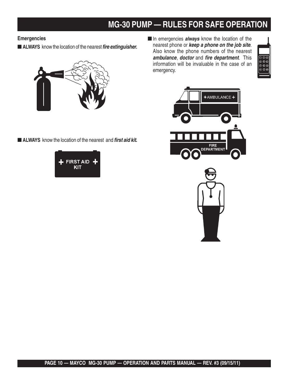 Mg-30 pump — rules for safe operation | Multiquip MG30M2D User Manual | Page 10 / 170