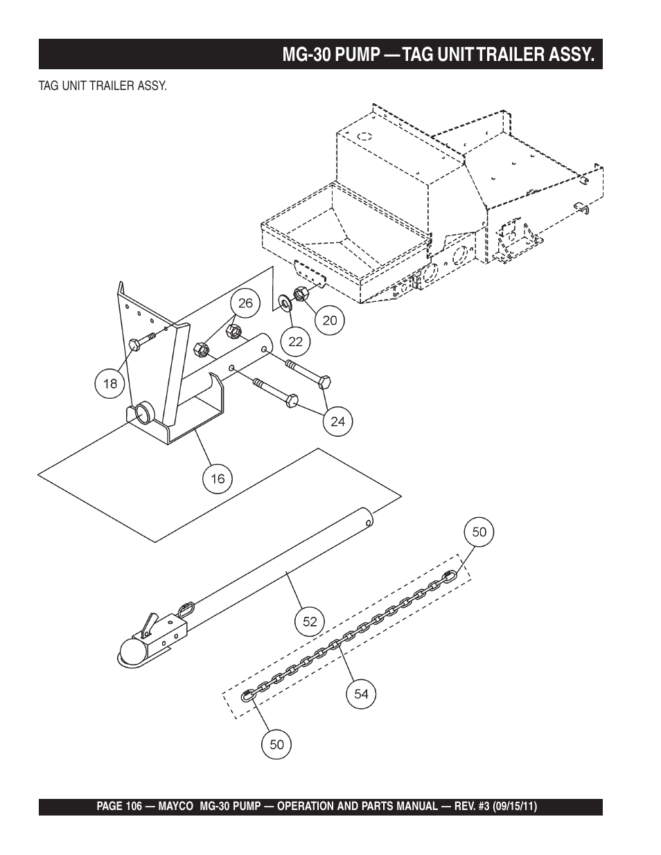 Mg-30 pump — tag unit trailer assy | Multiquip MG30M2D User Manual | Page 106 / 170