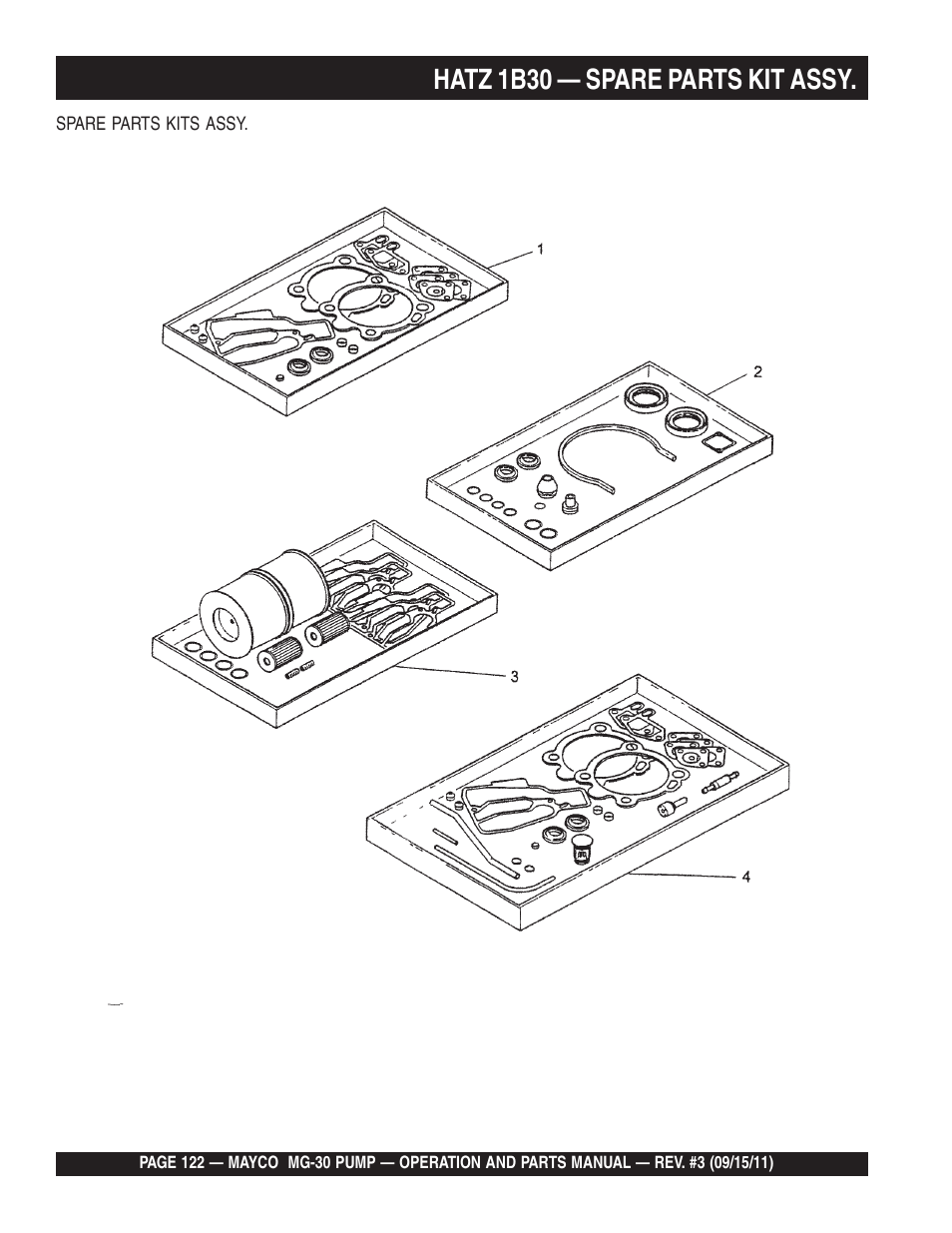 Hatz 1b30 — spare parts kit assy | Multiquip MG30M2D User Manual | Page 122 / 170