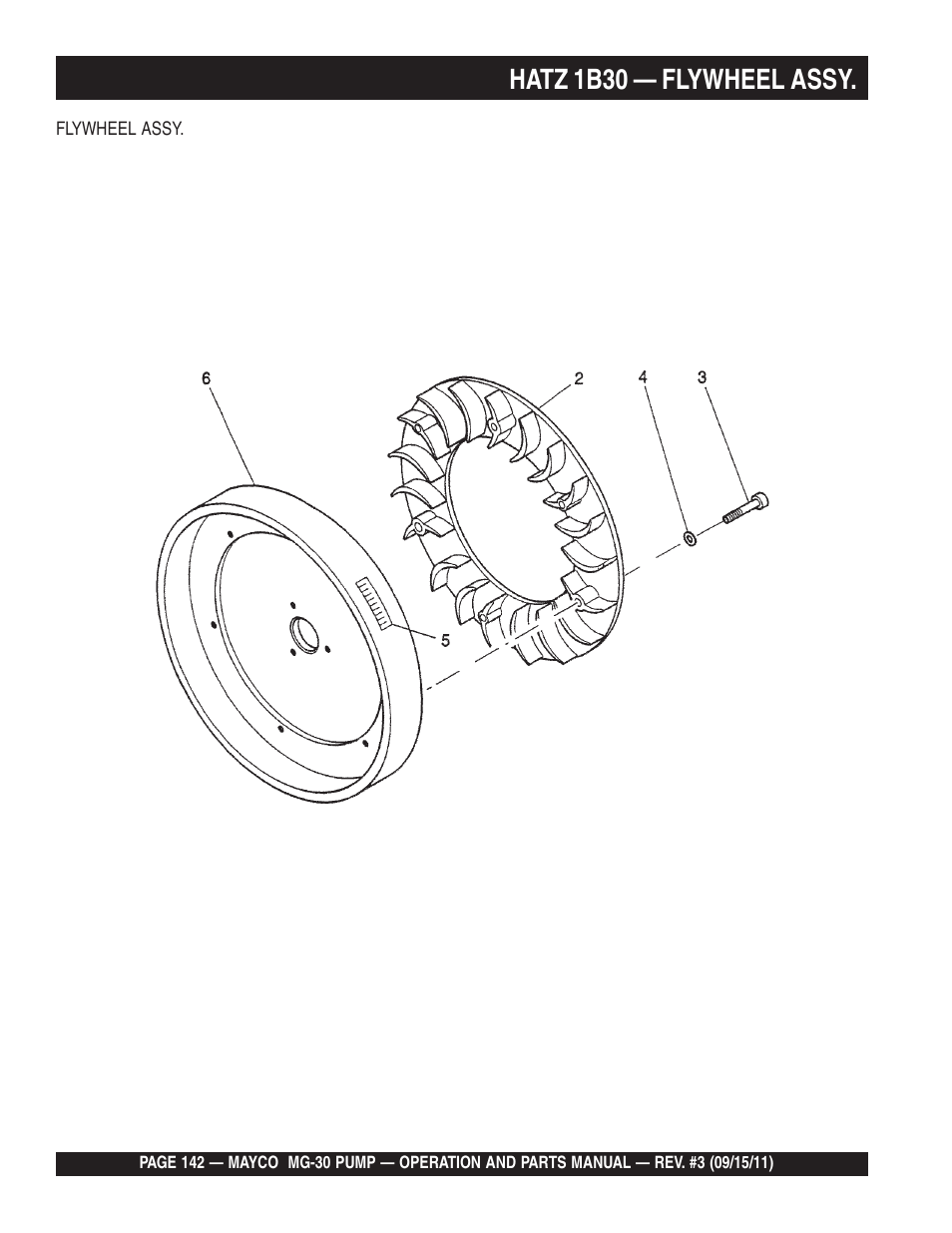 Hatz 1b30 — flywheel assy | Multiquip MG30M2D User Manual | Page 142 / 170
