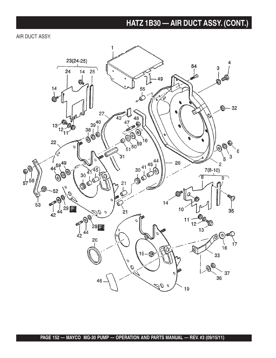 Hatz 1b30 — air duct assy. (cont.) | Multiquip MG30M2D User Manual | Page 152 / 170