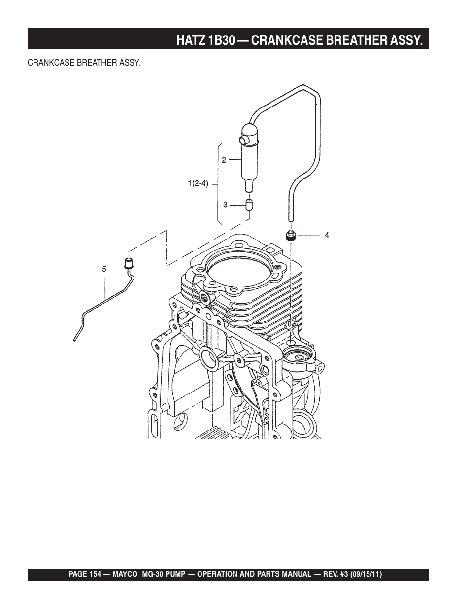 Hatz 1b30 — crankcase breather assy | Multiquip MG30M2D User Manual | Page 154 / 170