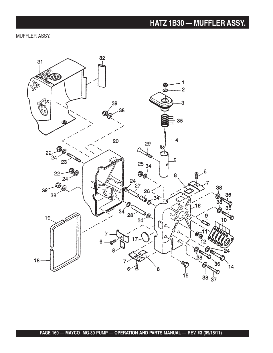 Hatz 1b30 — muffler assy | Multiquip MG30M2D User Manual | Page 160 / 170