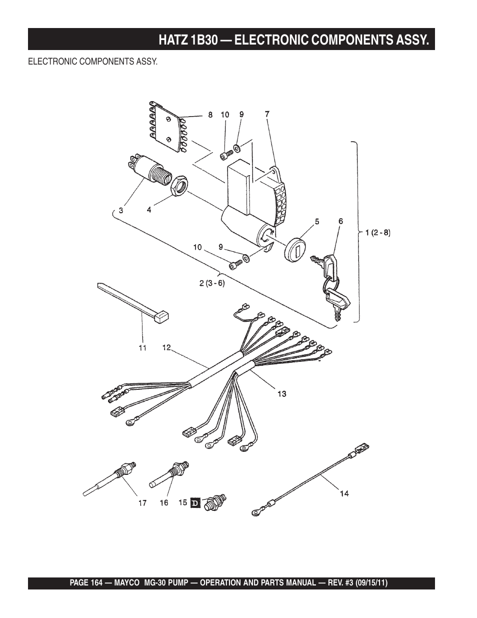 Hatz 1b30 — electronic components assy | Multiquip MG30M2D User Manual | Page 164 / 170