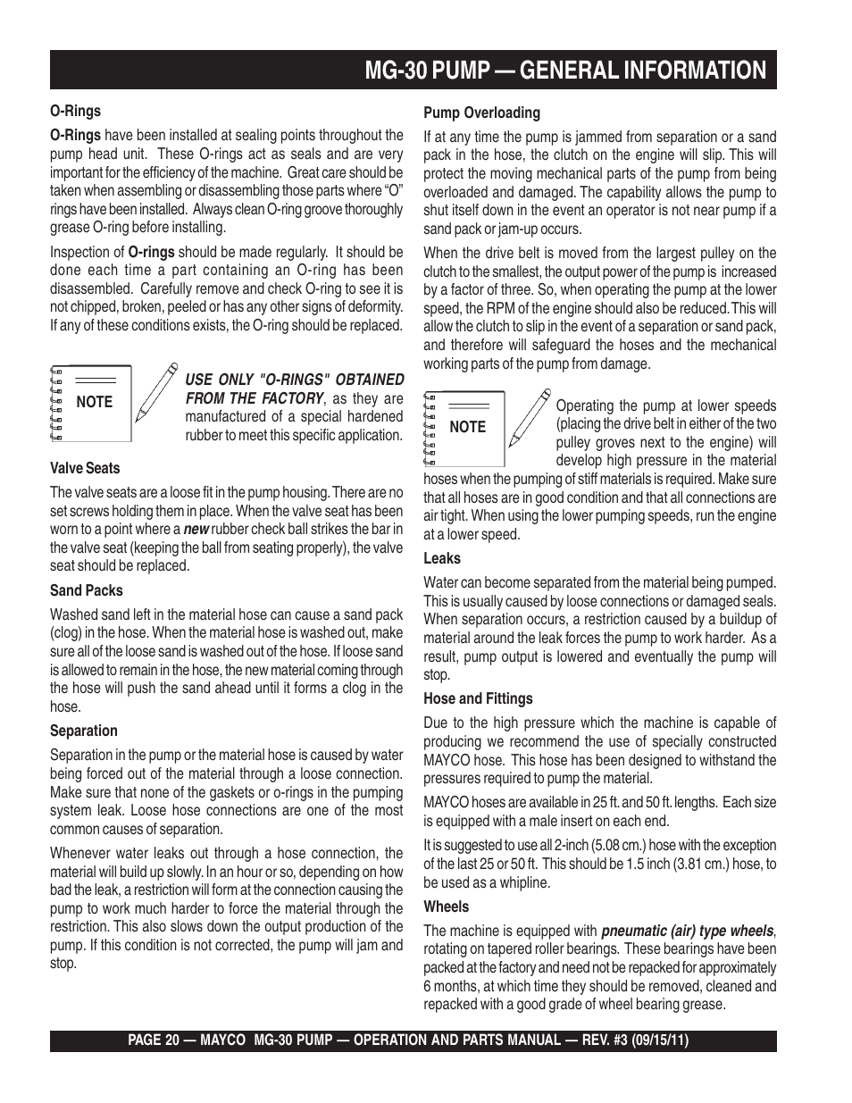 Mg-30 pump — general information | Multiquip MG30M2D User Manual | Page 20 / 170
