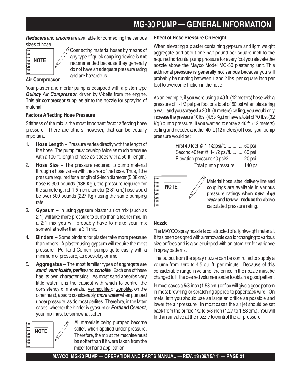 Mg-30 pump — general information | Multiquip MG30M2D User Manual | Page 21 / 170