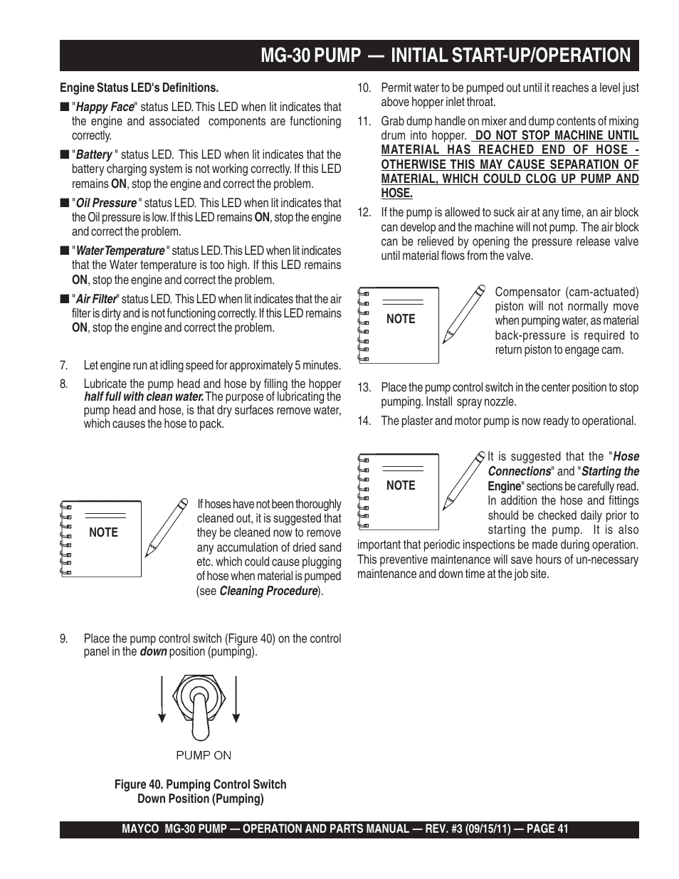 Mg-30 pump — initial start-up/operation | Multiquip MG30M2D User Manual | Page 41 / 170