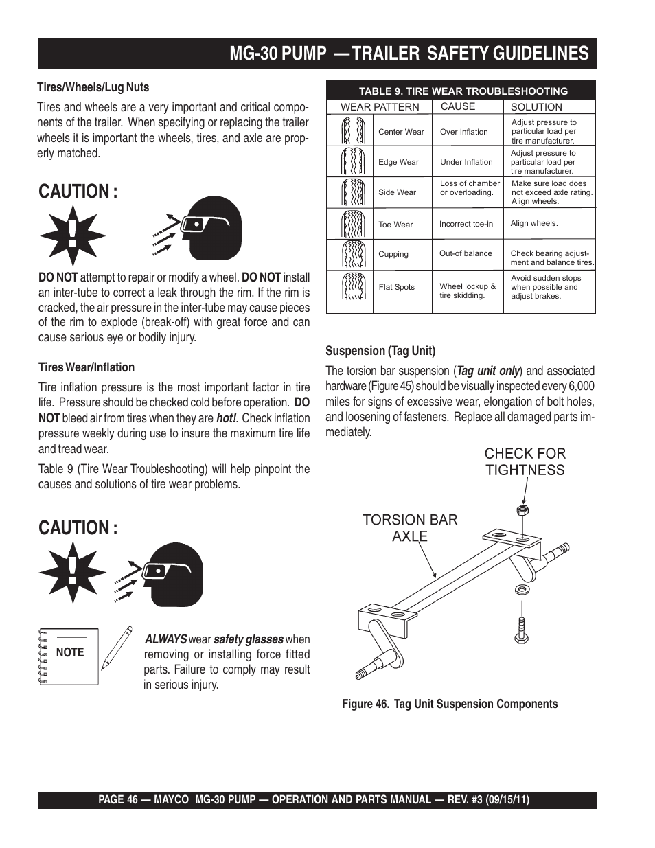 Mg-30 pump — trailer safety guidelines, Caution | Multiquip MG30M2D User Manual | Page 46 / 170