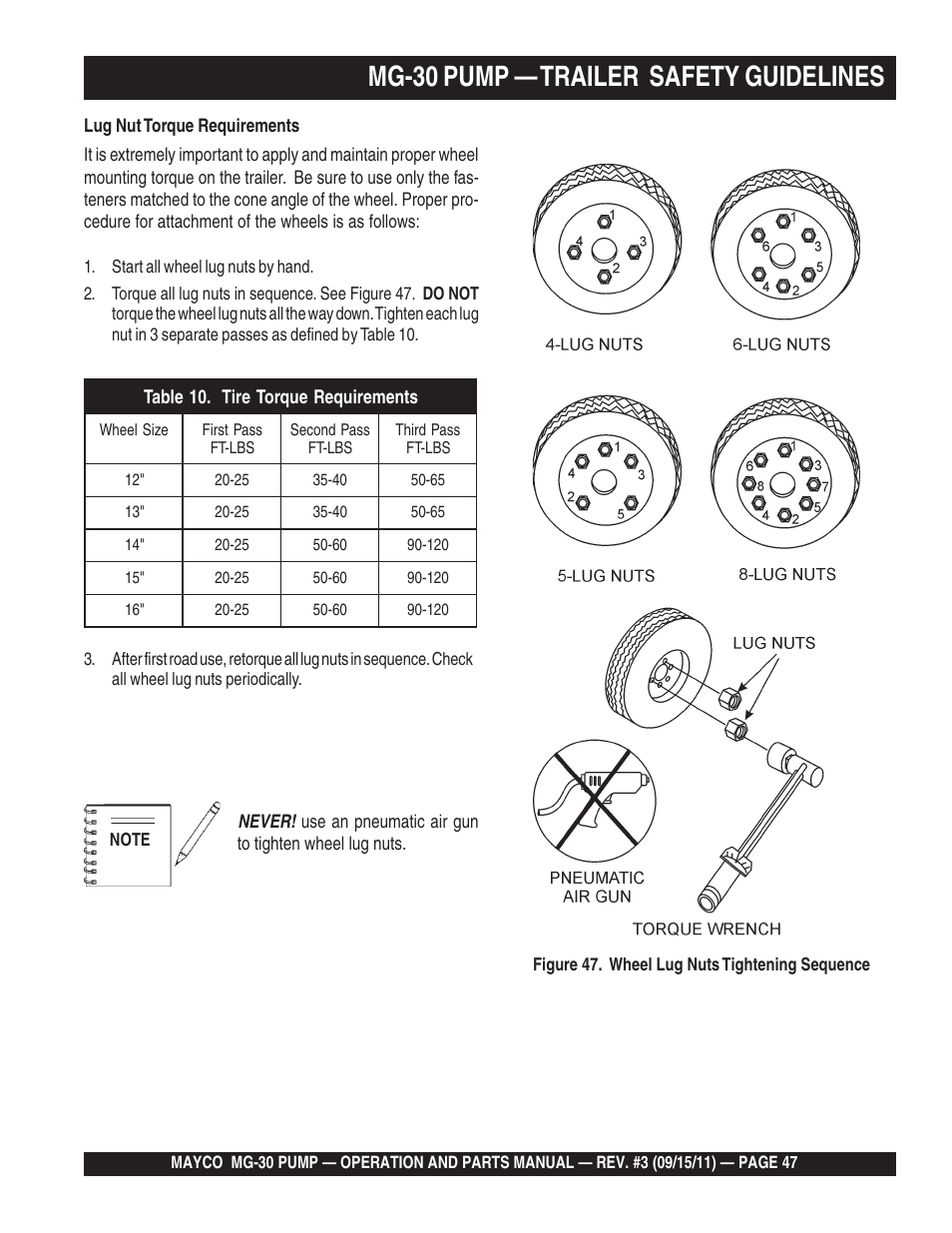 Mg-30 pump — trailer safety guidelines | Multiquip MG30M2D User Manual | Page 47 / 170