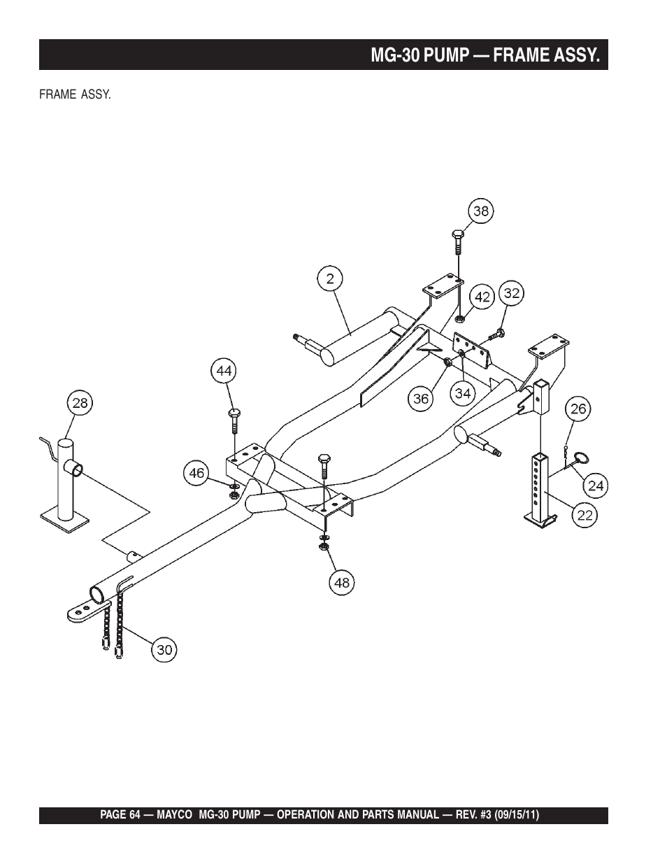 Mg-30 pump — frame assy | Multiquip MG30M2D User Manual | Page 64 / 170