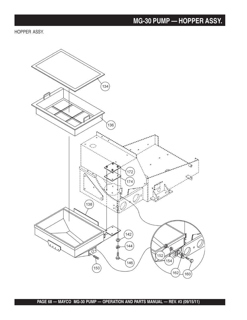 Mg-30 pump — hopper assy | Multiquip MG30M2D User Manual | Page 68 / 170