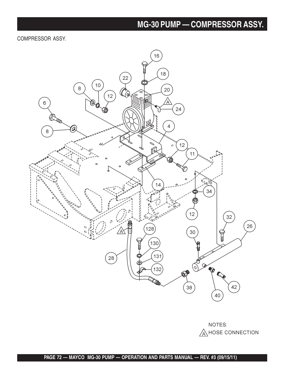 Mg-30 pump — compressor assy | Multiquip MG30M2D User Manual | Page 72 / 170