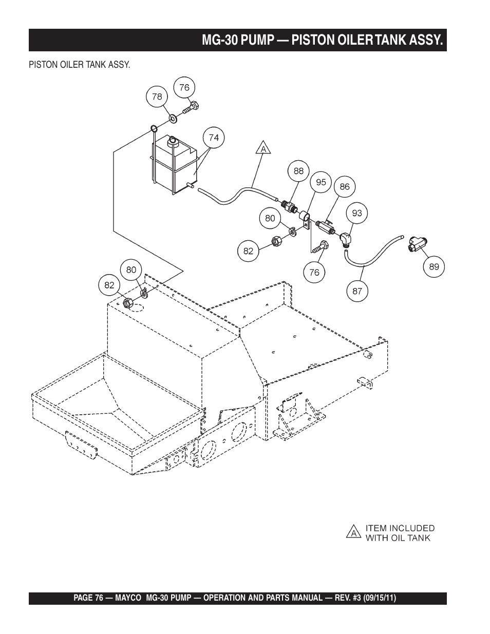 Mg-30 pump — piston oiler tank assy | Multiquip MG30M2D User Manual | Page 76 / 170