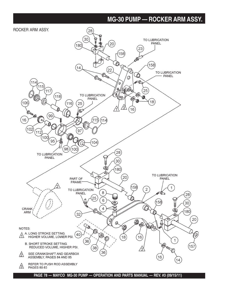 Mg-30 pump — rocker arm assy | Multiquip MG30M2D User Manual | Page 78 / 170