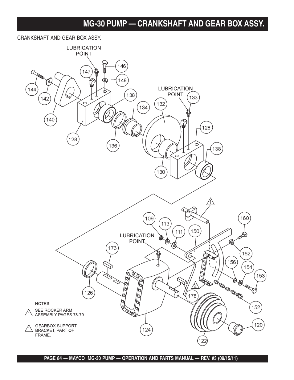 Mg-30 pump — crankshaft and gear box assy | Multiquip MG30M2D User Manual | Page 84 / 170