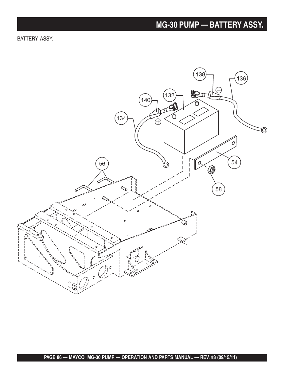 Mg-30 pump — battery assy | Multiquip MG30M2D User Manual | Page 86 / 170