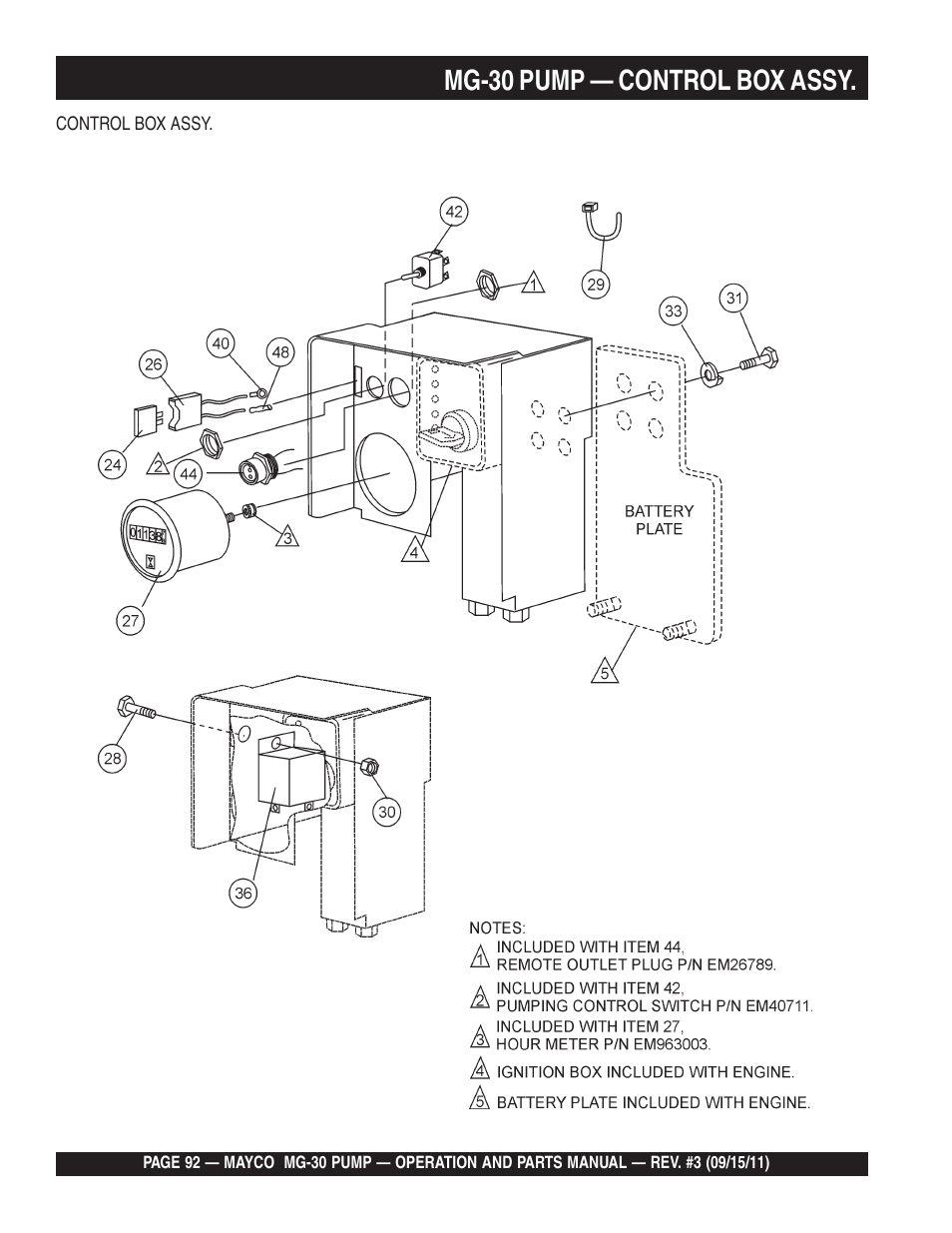 Mg-30 pump — control box assy | Multiquip MG30M2D User Manual | Page 92 / 170